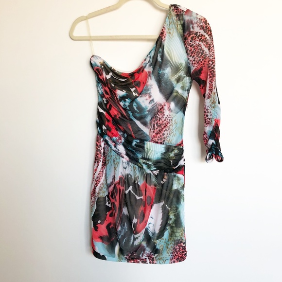 Nikibiki One-Shoulder Print Mini Dress Sz S - Picture 1 of 7